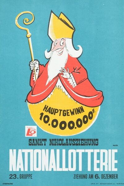 Hauptgewinn 10.000.000 F. Sankt Nikolausziehung. 23. Gruppe. Ziehung am 6. Dezember