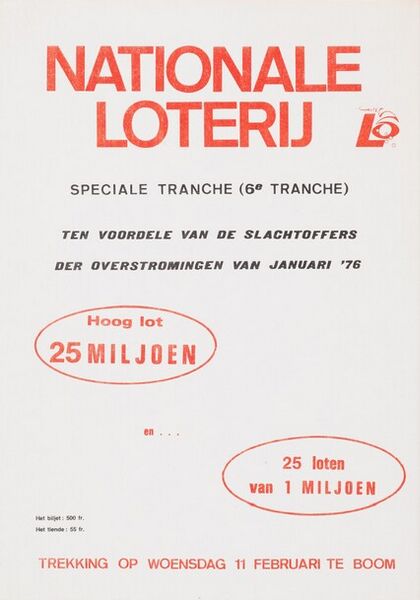 Speciale tranche (6e tranche) ten voordele van de slachtoffers der overstromingen van januari '76