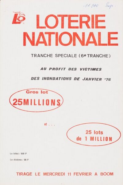 Tranche spéciale (6e tranche) au profit des victimes des inondations de janvier '76