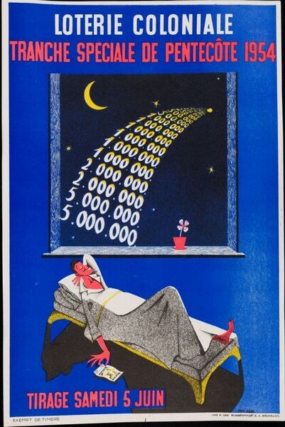 Loterie Coloniale. Tranche spéciale de Pentecôte 1954. Tirage samedi 5 juin.