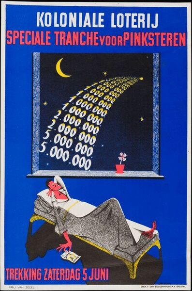 Koloniale Loterij. Speciale tranche voor Pinksteren. Trekking zaterdag 5 juni