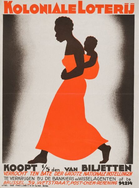 Koloniale Loterij. Koopt 1/5den van biljetten. Verkocht ten bate der groote nationale instellingen.