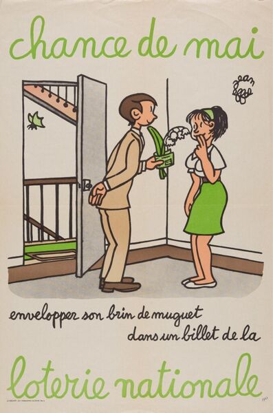Chance de mai, envelopper son brin de muguet dans un billet de la Loterie Nationale