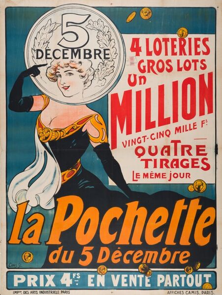 4 loteries, gros lots un million vingt-cinq mille Fs. Quatre tirages le même jour. La Pochette du 5 décembre