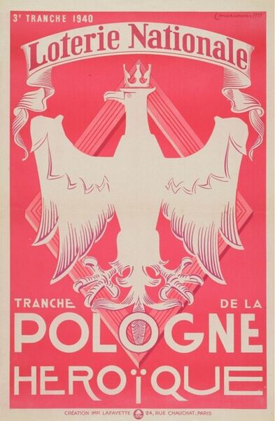 3e tranche 1940. Loterie Nationale. Tranche de la Pologne héroïque