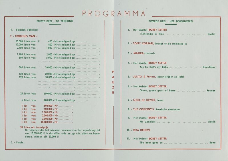 Trekking van de Eerste Speciale Tranche. Programma