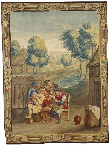 Kaartspelers in een landschap