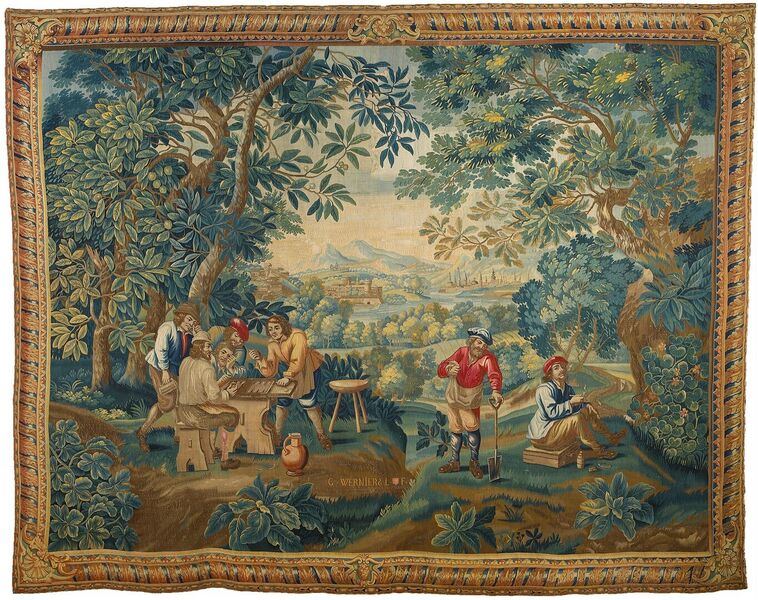 Joueurs de trictrac dans un paysage