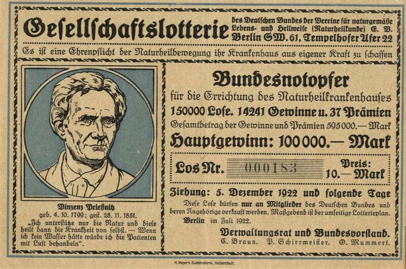 Gesellschaftslotterie des Deutschen Bundes des Vereine für naturgemässe Lebens- und Heilweise