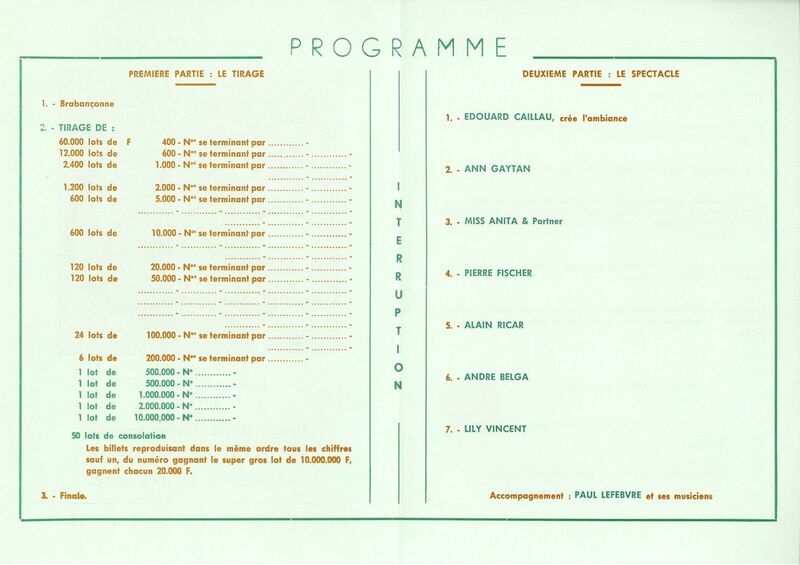 Tirage de la 15ème tranche. Tranche de l'Automne. Programme