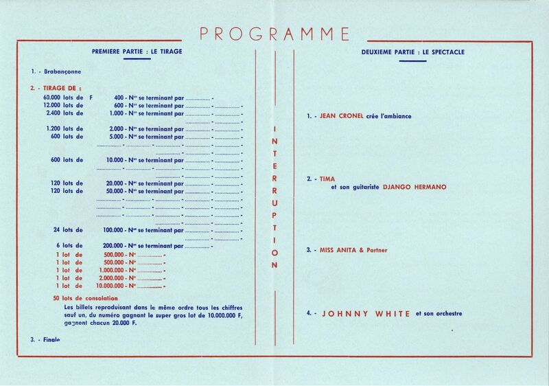 Tirage de la 18ème tranche. Tranche d'Automne. Programme