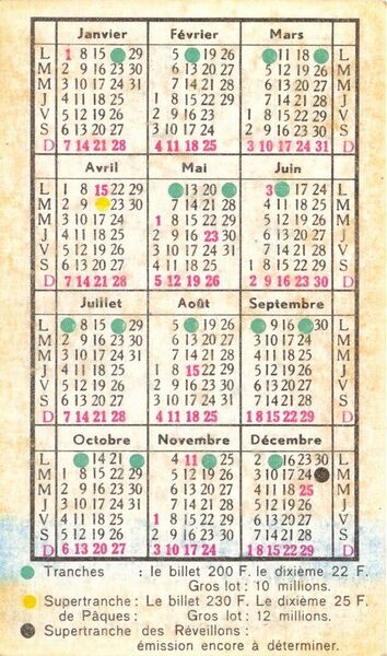 Calendrier pour 1968