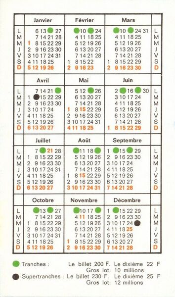 Calendrier pour 1969