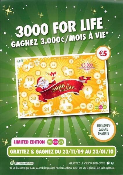 3000 for Life. Gagnez 3.000 €/mois à vie.