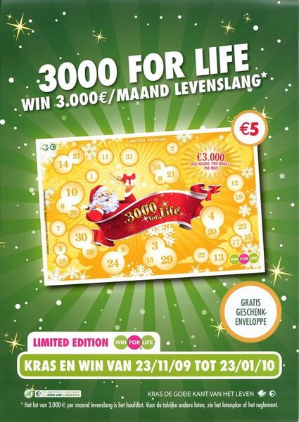 3000 for Life. Win 3.000 €/maand levenslang.